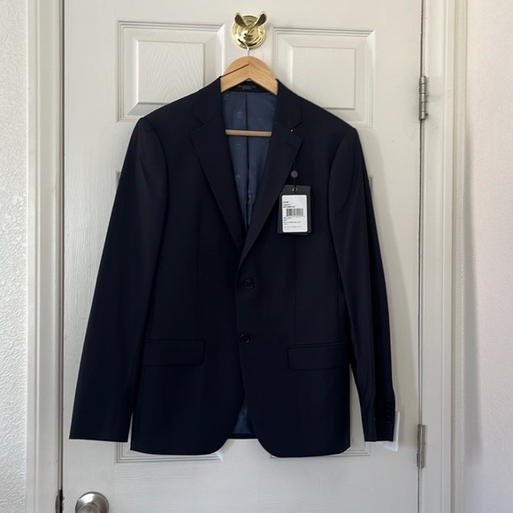 Nwt $498 JOHN VARVATOS STAR U.S.A. Navy Basic SS sport coat plain weave wise 38R - Picture 6 of 17